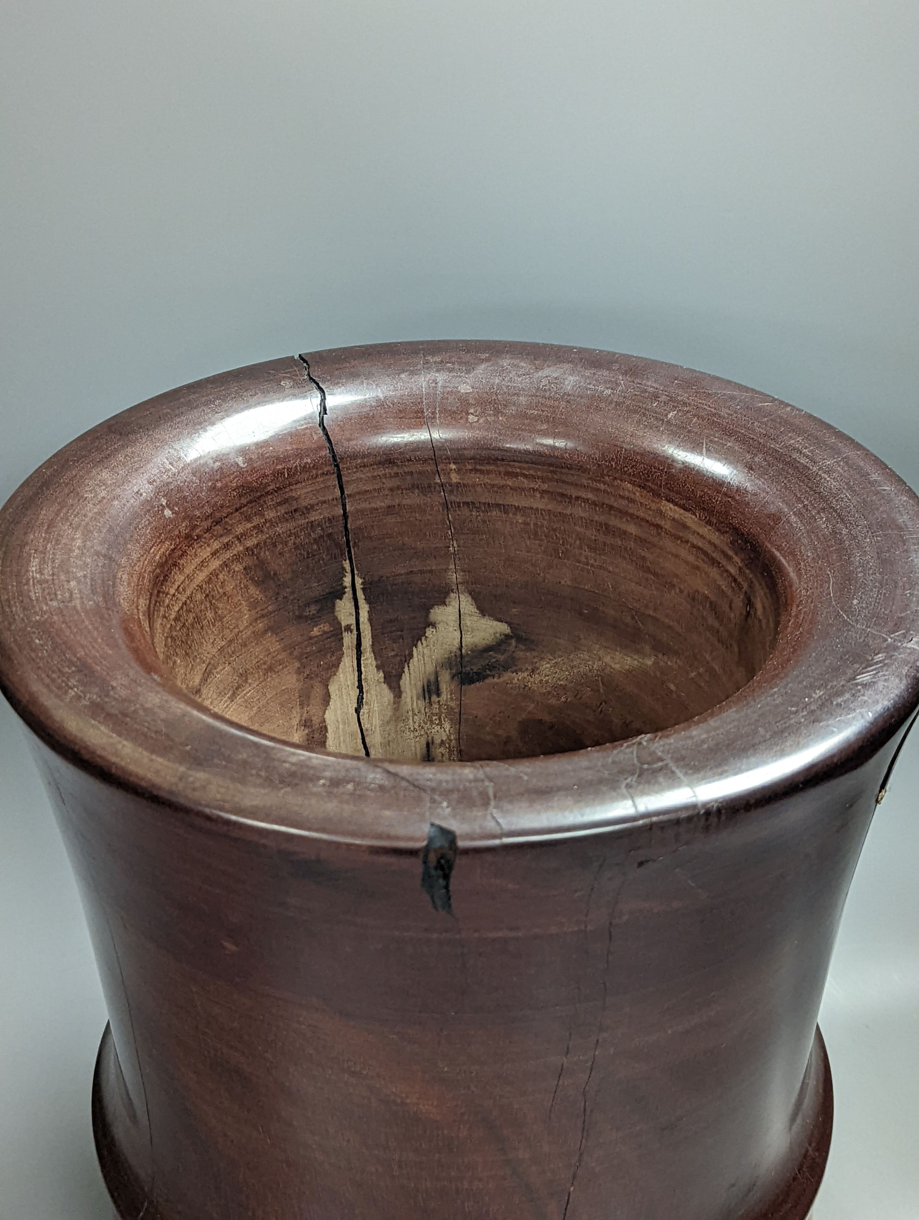 A large and heavy lignum vitae mortar 36cm